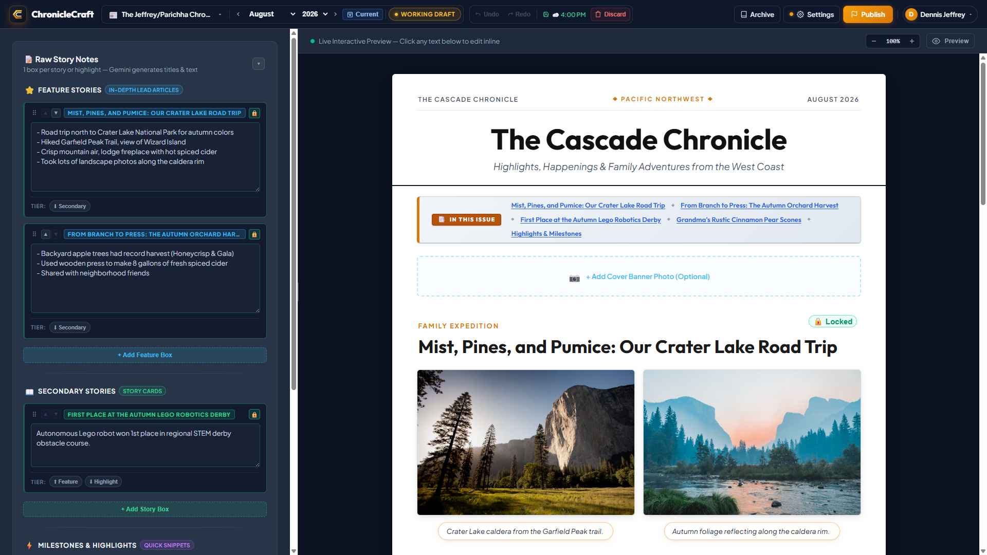 ChronicleCraft Studio User Interface